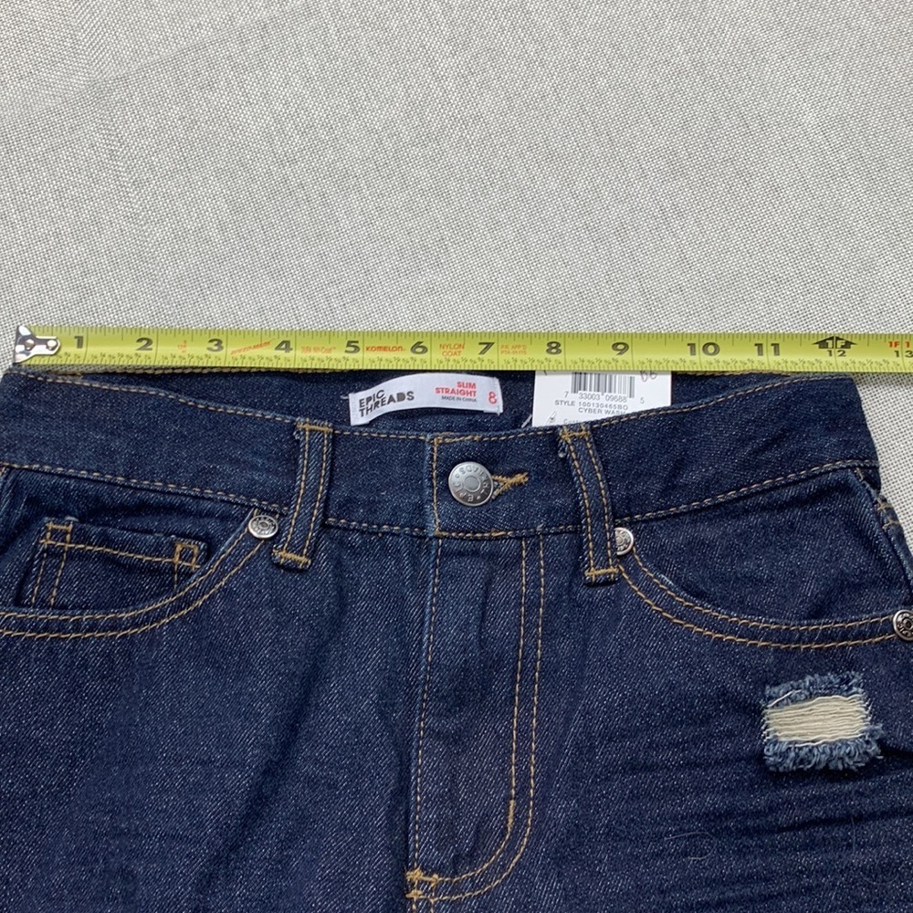 Epic Threads Big Boys Rip and Repair Slim Straight Denim Jeans Size 8 - Picture 8 of 11